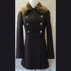 Rebecca Taylor Faux Fur Collar Coat
